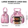thumbnail image 5 of Boho Bohemia Pioneer Flower Art Drawstring Lunch Bag Women - Drawstring Lunch Bag Insulated for Work Office - Stain-Resistant Large Lunchbags for Women with Multi-Pockets, 5 of 6
