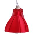 thumbnail image 4 of Odeerbi Girls Dress Baby Girls Clothes Toddler Solid Color Embroidery Lace Short Sleeve Bowknot Birthday Party Gown Kids Dresses Red, 4 of 9