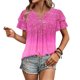 thumbnail image 3 of Camisas de Cuello de Tripulación de Manga Corta para las Mujeres Plisado Mangas de Ruffle, Cuello Redondo Casual Primavera Y Blusa de Verano, 3 of 7