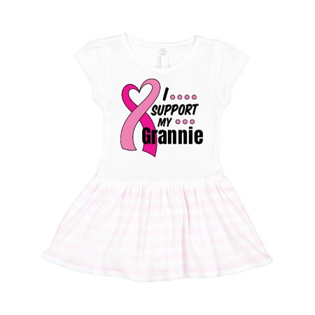 

Inktastic Breast Cancer Awareness I Support My Grannie Pink Ribbon Gift Toddler Girl Dress