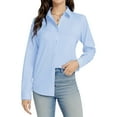 thumbnail image 2 of Womens Summer Tops Shirt Go with Leggings Thermal V Neck Tops for Women Soft Tech Fitted Long Sleeve Top Yoga Workout Top Scrub Jacket Thumb Holes Peach Blouses for on Clearance Blue 6XL, 2 of 6