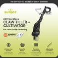 thumbnail image 2 of Open Box Sun Joe 24V Claw Tiller and Cultivator for Small Scale Gardening, 2 of 11