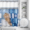 thumbnail image 2 of No Hook Shower Curtain, Funny Cat Shower Curtains for Bathroom with See Through Top Window, Cute Art Modern Lovely Animals on Showering Blue Waterproof & Washable Bath Curtain 60"x72", 2 of 9