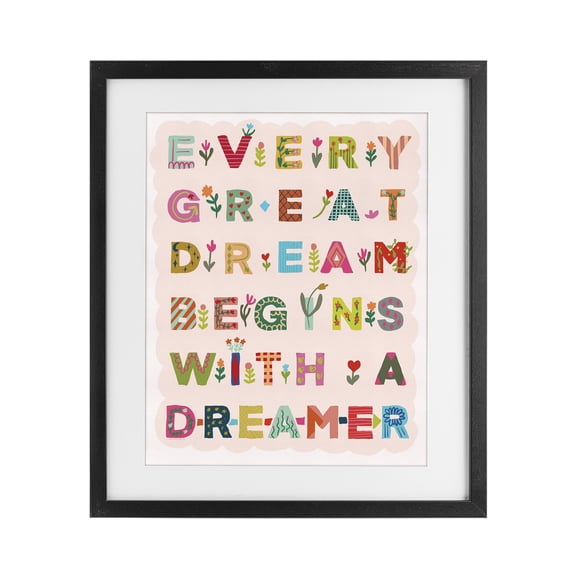 Stupell Industries Eclectic Every Great Dream Black Framed Print Under Glass, 13 x 16, by Kamdon Kreations