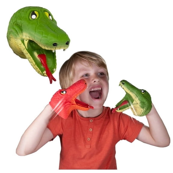 Snap Attack - Snake from Deluxebase. Snake Toy Stretchy Hand Puppet for Kids. Animal Hand Puppets with Movable Mouth. Ideal for Imaginative Play, Educational Toys and Kids Party Favors.