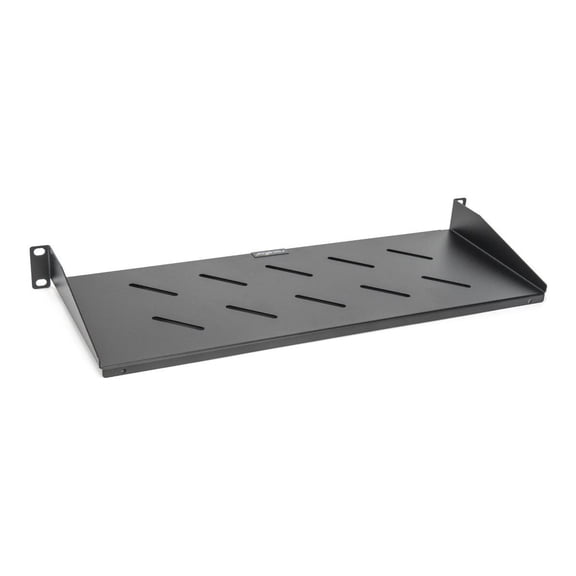 Rocstor Premium - Rack shelf - universal, cantilever, vented, 7" (175 mm) depth, 44 lb / 20 kg weight capacity, cold-rolled steel (CRS), RoHS - black - 1U - 19"