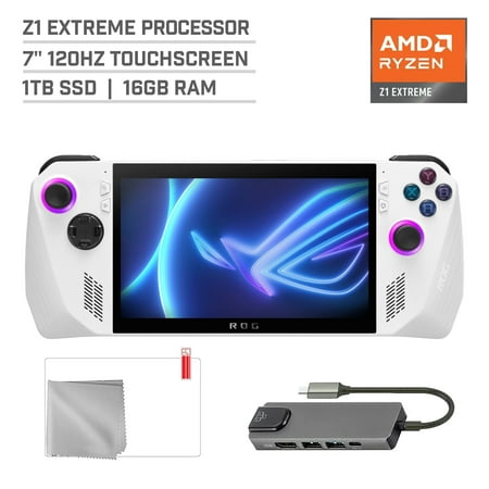 ASUS ROG Ally 1TB SSD Gaming Handheld 7-inch Touchscreen 120Hz FHD 1080p AMD Ryzen Z1 Extreme Processor, Mytrix Hub, Screen Protector, 3 Accessories: 4 in 1 Bundle