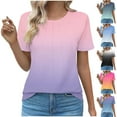thumbnail image 6 of cocolona Womens Summer Tops Crew Neck Short Sleeve Pleated Front T-shirts Casual Loose Gradient Color Tees Blouse, 6 of 6