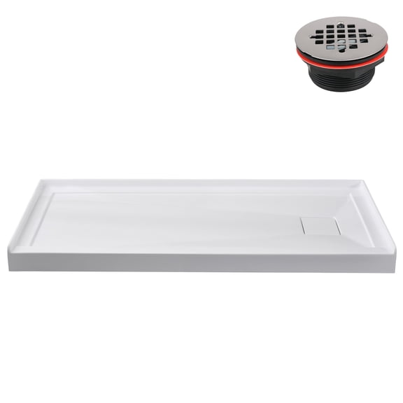 Streamline GB-526-108 48 in. x 32 in. Alcove Acrylic Shower Base in Glossy White With Right Drain, ABS Drain Included