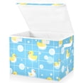 thumbnail image 2 of Blue Plaids Rubber Ducks Bubbles Foldable Storage Bin with Lid and Handle Collapsible Storage Box 16.5 x 12.6 x 11.8 inches, 2 of 7