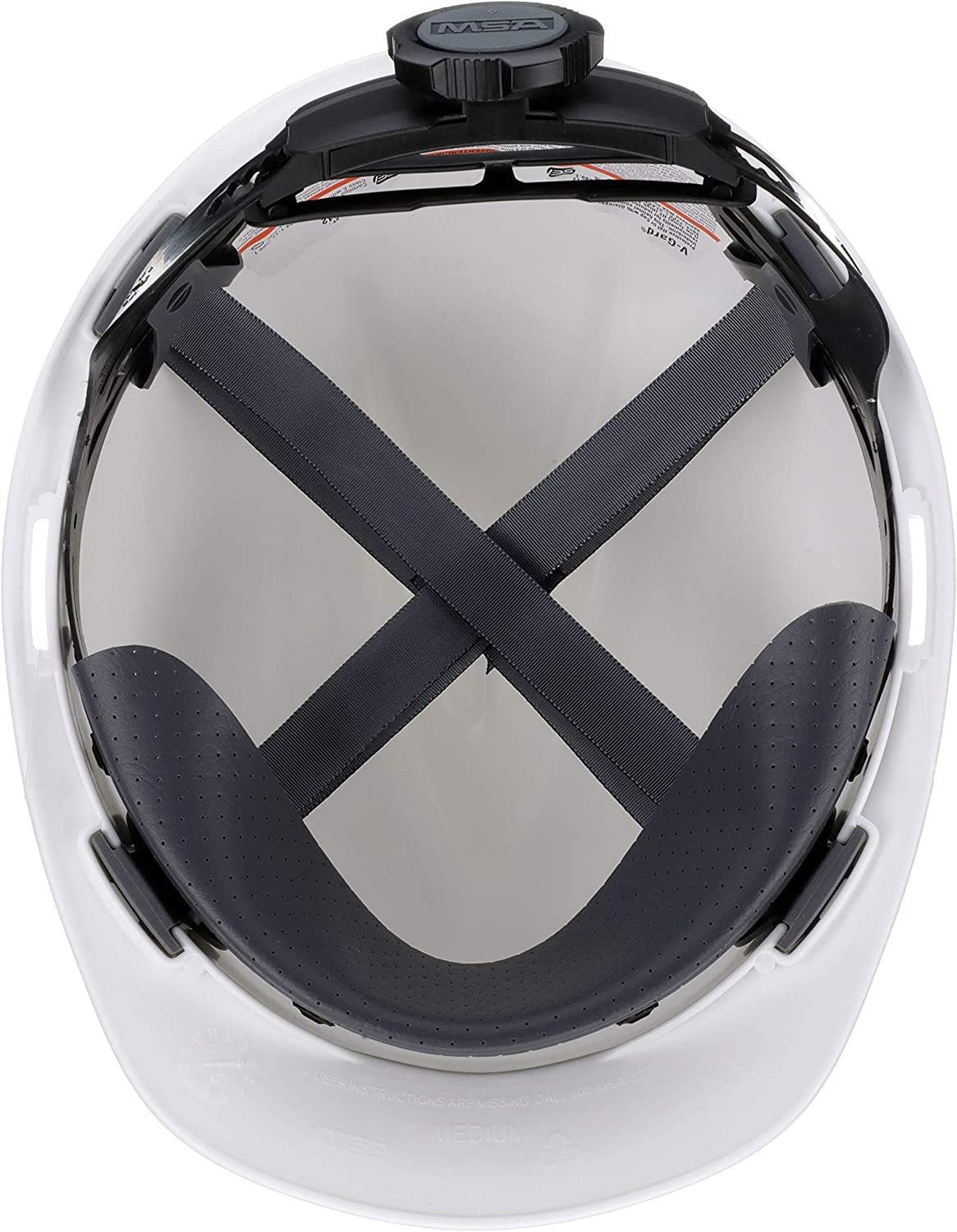 MSA 475358 V-Gard Cap Style Safety Hard Hat With Fas-Trac III Ratchet Suspension  Polyethylene Shell, Superior Impact Protection, Self Adjusting Crown-Straps - Standard Size in White
