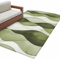 thumbnail image 2 of 3x5Ft Area Rugs Sage Green Stripes Non-Skid Rubber Backing Large Rectangle Rugs - Living Room Bedroom Home Office, Retro Farmhouse Abstract Ripple Indoor Floor Mat Carpets Washable Rug, 2 of 9