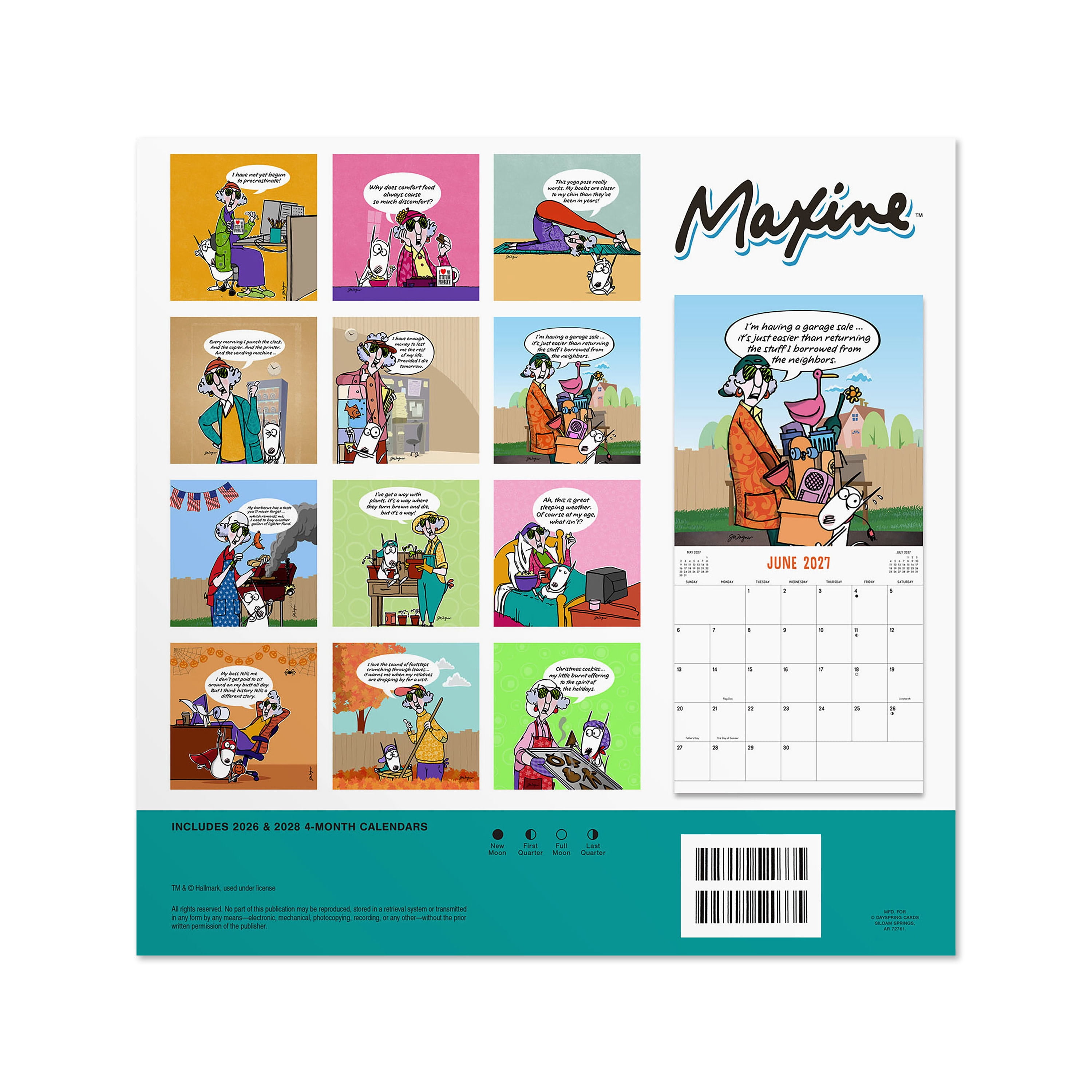 2027 Maxine Calendar 12x12 January-December Gridded