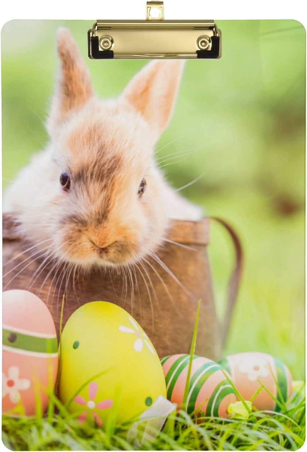 FMSHPON Bunny Easter Eggs Clipboard Hardboard Wood Nursing Clip Board