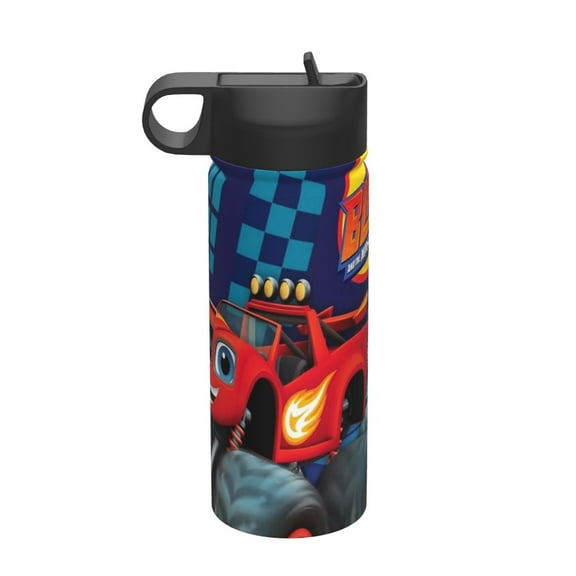 Blaze And The Monster Machines Kids Insulated Water Bottle With Straw - 18 Oz Stainless Steel Double Wall Vacuum Cup, Leakproof, Bpa Free, Suitable For Boys And Girls