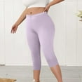 thumbnail image 6 of Women's Casual Pants Pants For Women Plus Size Yoga Leggings Casual Elastic Waist Cropped Pants Knee Length Workout,Purple Women's Casual Pants XL, 6 of 8