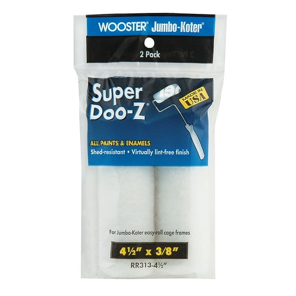 WOOSTER RR313-4 1/2 Paint Roller Cover, 3/8 in Thick Nap, 4-1/2 in L, Woven Fabric Cover, White
