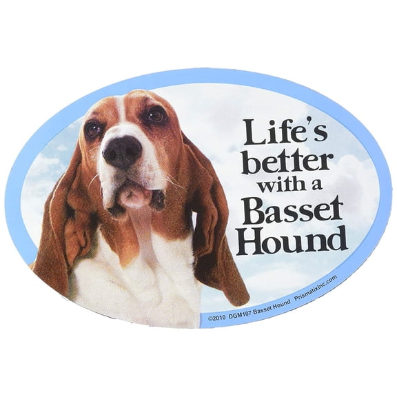Prismatix Basset Hound Oval Dog Magnet – 6 x 4 in, Full Color