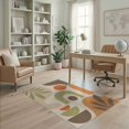 thumbnail image 2 of ODIKA 4'x6' Green Orange Retro Abstract Shapes Washable Area Rug Mid-Century Modern Geometric Design for Home Office, Under Desk, Non-Slip Chair-Friendly, Flatwoven, 2 of 7