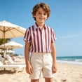thumbnail image 2 of LIIPEE Fashion Stripes Graphic Button Up Shirts For Boys Short Sleeve Turn Down Collar Beach Shirt Kids Casual Cute Summer Tops,15-16 Years, 2 of 5