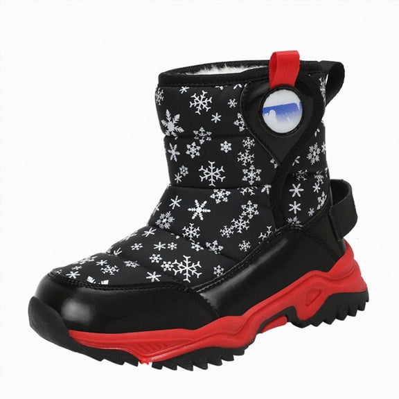 NOLDARES Kids Toddler Snow Boots Boys Girls Winter Boots,Y139-Black