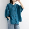 thumbnail image 5 of Short Sleeve Shirts for Women Casual Blouse with Round Neck Oversized Fit Womens Summer Tops, 5 of 6
