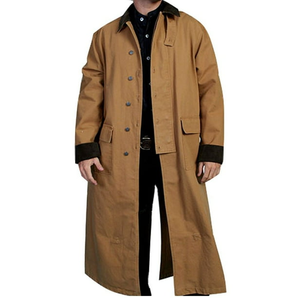 block trial compass Scully Western Jacket Mens Old West Canvas Duster Button Front RW107 -  Walmart.com