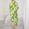 thumbnail image 3 of Pajama Sets for Women 2 Pcs, Cute Fried Egg Green Button Down Long Sleeve Sleepwear Lounge PJ Sets, 3 of 6