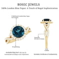thumbnail image 5 of Rosec Jewels Real London Blue Topaz Diamond Engagement Ring with Halo - Designer Ring - AAA Quality - with Jewelry Box, 10K Yellow Gold, US 12.50, 5 of 8