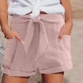 thumbnail image 2 of Chbgutlmr Summer Shorts for Women Belt Elastic Waisted Casual Loose Fold over Beach Vacation Shorts Pockets, 2 of 5