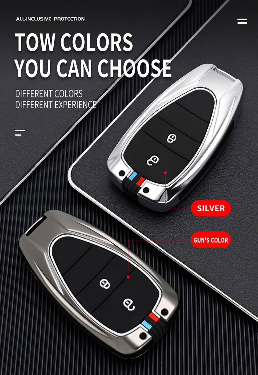 2-button Key Fob Cover Fit for Chevy Key Remote Metal Key Shell Anti-scratched Key Case Durable Car Key Holder Fit for Chevrolet Equinox Malibu Cruze Camaro Traverse Blazer Volt Bolt