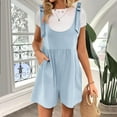 thumbnail image 2 of Maean Women's Summer Casual Jumpsuits Crew Neck Sleeveless Wide Leg Loose Rompers Comfy Shorts with Pockets, 2 of 7