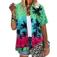 thumbnail image 4 of VILOVE Women Hawaiian Shirts Tropical Floral Printed Lapel Neck Button Down Short Sleeve Summer Cardigan Shirt, 4 of 7