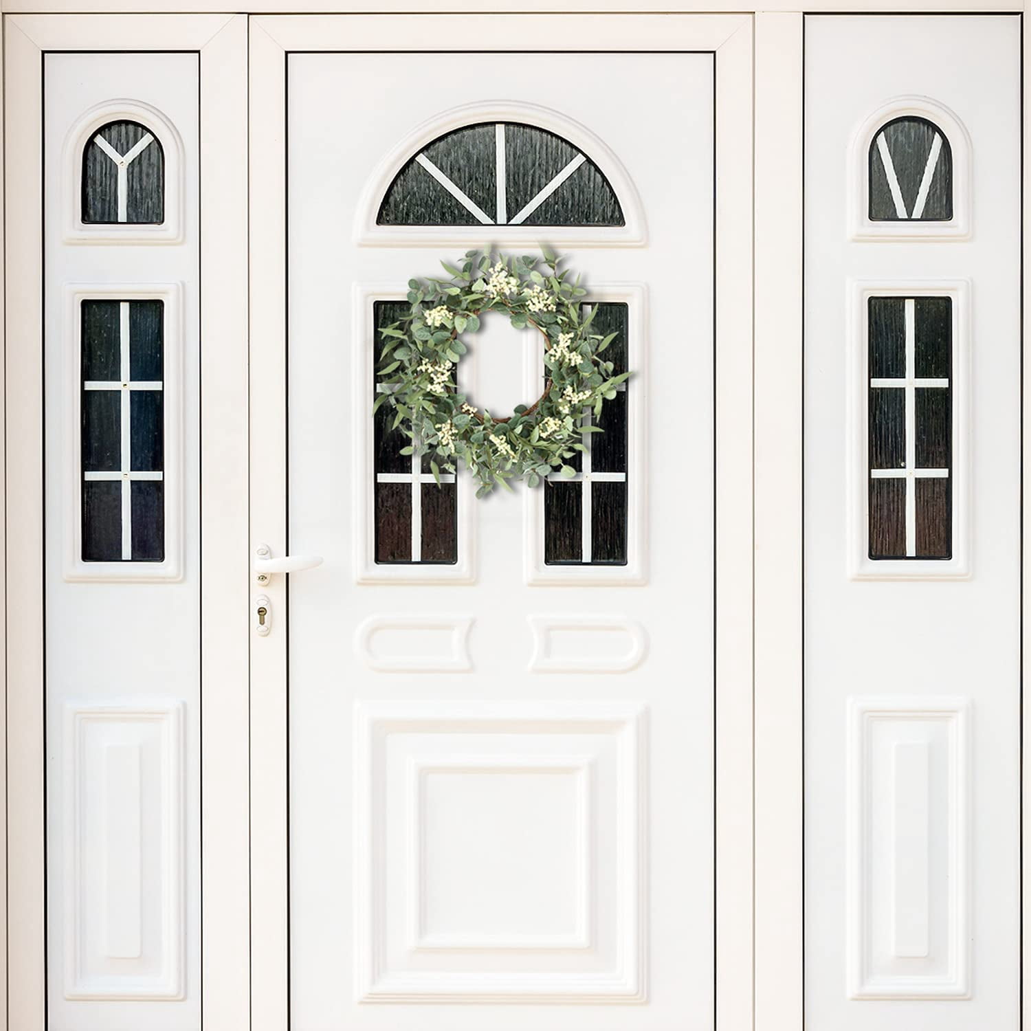16'' Eucalyptus Wreath for Front Door, Porch, Window - Green Decor for Home, Farmhouse - Spring, Summer, Fall, All Seasons