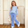 thumbnail image 5 of Kezqiaxn 2 Piece Winter Outfit for Girls Cute Bowknot Pullover Sweatshirt and Flared Pants Matching Sets Teen Girl Clothes Size 5-15, 5 of 8