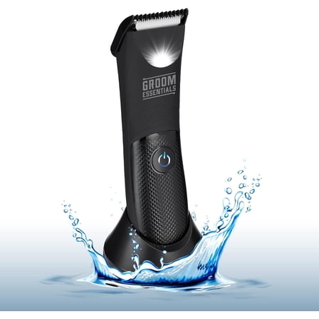 Chargeworx Groom Essentials Body & Beard Trimmer for Men, Rechargeable Hair Trimmer with LED Light, Black
