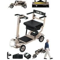 WalkFeel Foldable Powered Mobility Scooter - Lightweight 38lb, Auto-Sensing Headlight, All-Terrain for Adults & Seniors, Gold