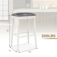 thumbnail image 3 of Costway 2 PCS 29" Bar Height Bar Stools Backless Bar Stools with Faux Leather Cover White&Gray, 3 of 8