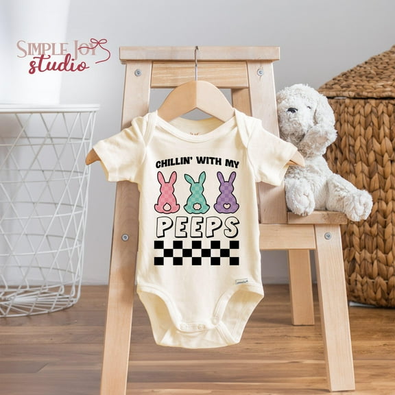Chillin' With My Peeps Easter Baby Onesies, Gender-Neutral Baby Outfit, Cute Easter Gift For Baby Cool Baby Clothing, Cute Natural Baby Onesie, BABY BODYSUIT LAT 4424
