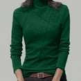 thumbnail image 2 of Lenpel Women's Thermal Shirts Fleece Lined Turtleneck Long Sleeve Pleated Front Slim Base Layer Tops Soft Undershirts(Green,Medium), 2 of 5