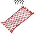 thumbnail image 3 of Red Cotton Rope Fruit Hammock with Wood Stand for Balloon Decorative Kitchen Storage under Cabinet 1 Set, 3 of 5