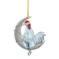 thumbnail image 1 of Colgante navideño de pollo con sombrero, bufanda, adorno colgante para árbol de Navidad, decoración para fiestas navideñas, 1 of 7