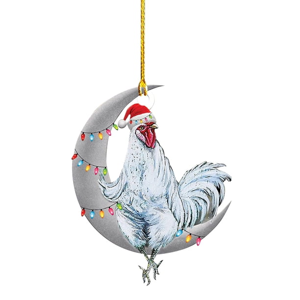De Pollo Con Sombrero, Bufanda, Árbol De Navidad, Adorno Colgante, Decoración De Fiesta Navideña matsuzay HA043007-01