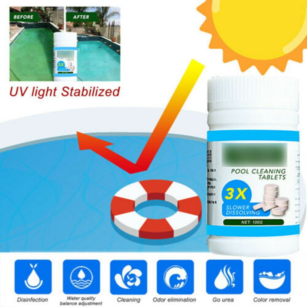 100pcs//bottle Water Effervescent Cleaner Tablets Swimming Pool Cleaning Tools