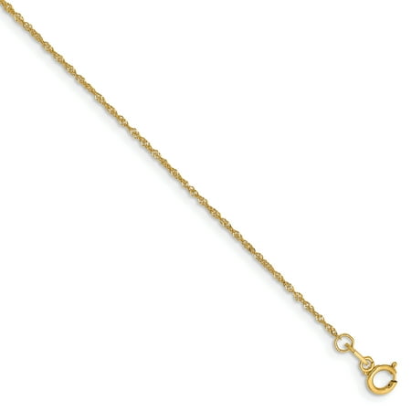 14k Yellow Gold 1mm Link Singapore Bracelet Chain 7 Inch Gifts For Women For Her