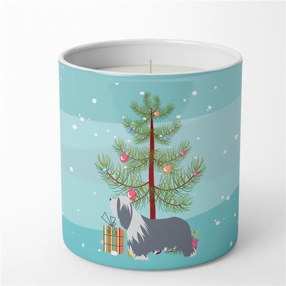 Carolines Treasures BB2935CDL 3.75 x 3.25 in. Unisex Bearded Collie Dog Merry Christmas Tree 10 oz Decorative Soy Candle
