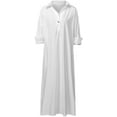 thumbnail image 4 of Robe Femme, Mode Printemps Couleur Unie Col Rabattu Manches Longues Bouton Poche Robe Maxi Décontractée Ample, 4 of 8