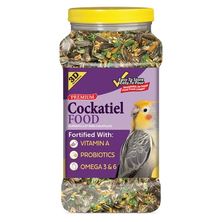 3-D Pet Products Premium Cockatiel Bird Food Seeds, with Probiotics, 4.5 lb. Stay Fresh Jar
