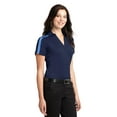 thumbnail image 4 of Port Authority Ladies Silk Touch Performance Colorblock Stripe Polo-4XL (Navy/ Carolina Blue), 4 of 6