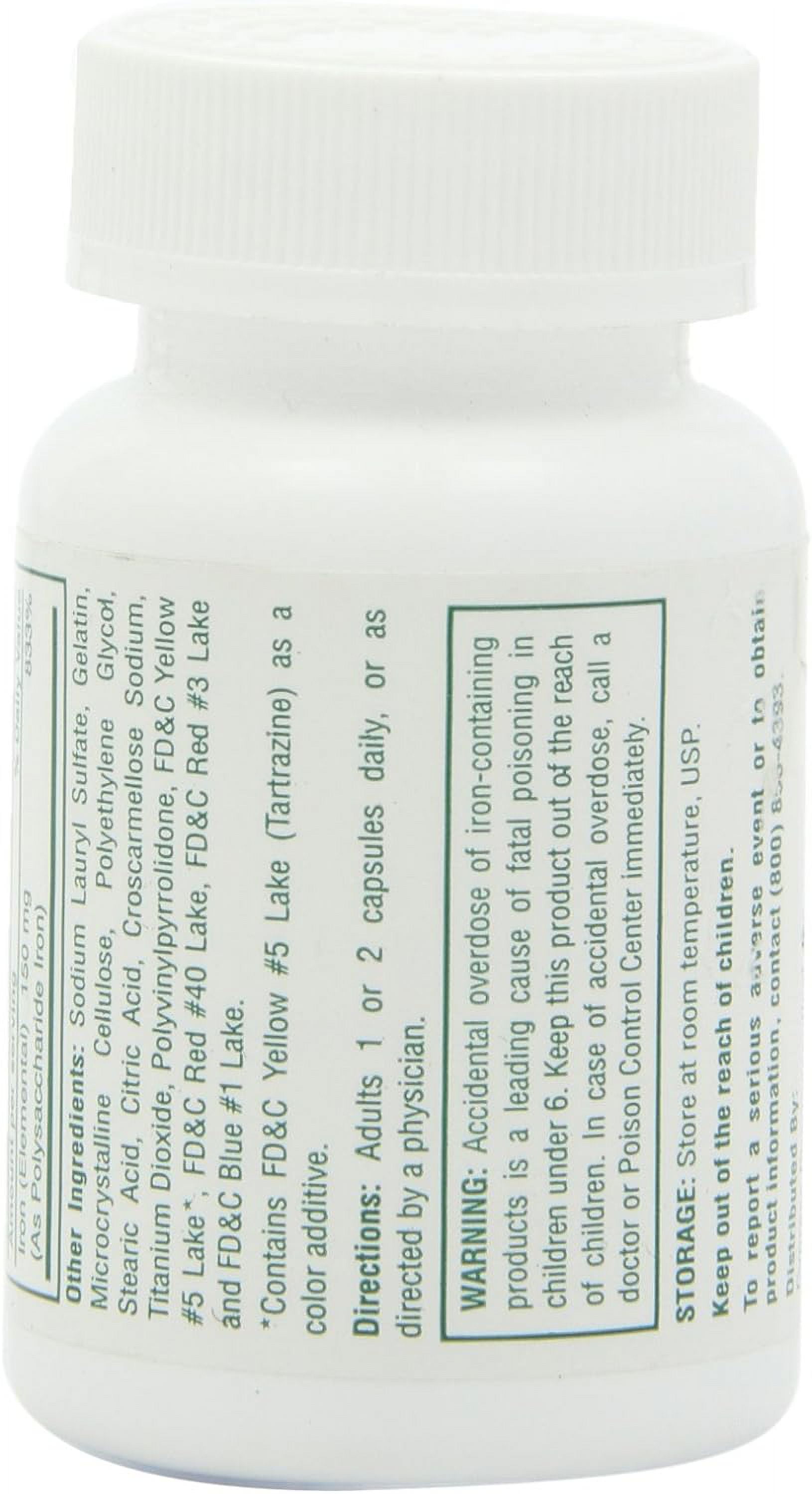 Dietary Supplement - Poly Iron Capsules 150 mg (100 caps per bottle) by Cypress Pharmaceutical #185-01 (1 Bottle of 100 Caps)